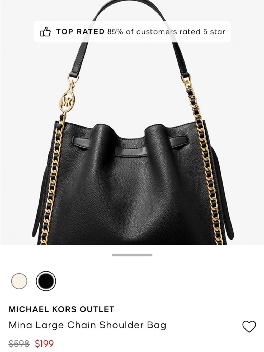 SALE! TODAY ONLY! MK Black Leather Bag with Gold Chain Trim and matching wallet - Picture 10 of 10